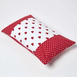 Housse de coussin rouge à imprimé coeur, 30 x 50 cm - HOMESCAPES