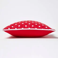 Housse de coussin rouge à pois en coton, 30 x 30 cm - HOMESCAPES