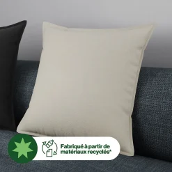 Housse de coussin uni beige L.45 x l.45cm