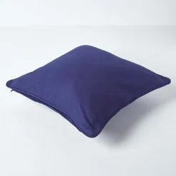 Housse de coussin uni bleu marine, 60 x 60 cm - HOMESCAPES