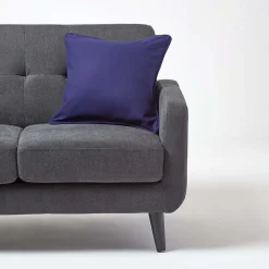 Housse de coussin uni bleu marine, 60 x 60 cm - HOMESCAPES