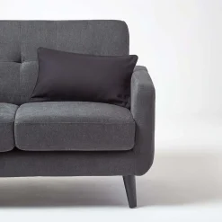 Housse de coussin uni noir, 30 x 50 cm - HOMESCAPES