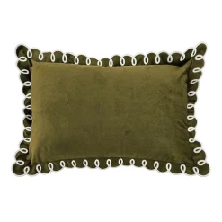Housse de coussin uni vert à volants 30 x 50 Ornami