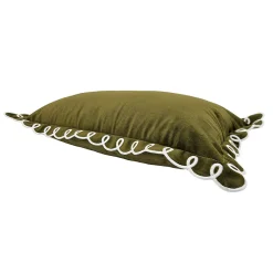 Housse de coussin uni vert à volants 30 x 50 Ornami