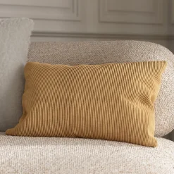 Housse de coussin velours cotelé Akola marron camel l.50 x H.30cm GoodHome