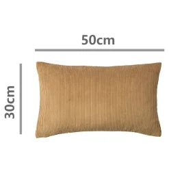 Housse de coussin velours cotelé Akola marron camel l.50 x H.30cm GoodHome