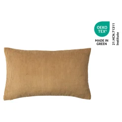 Housse de coussin velours cotelé Akola marron camel l.50 x H.30cm GoodHome