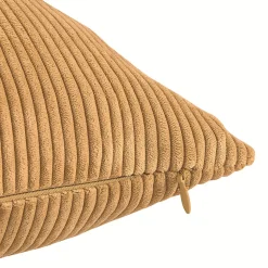 Housse de coussin velours cotelé Akola marron camel l.50 x H.30cm GoodHome