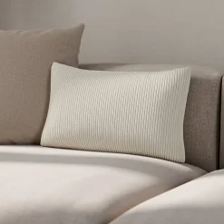 Housse de coussin velours cotelé Akola blanc cassé l.50 x H.30cm GoodHome