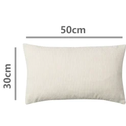 Housse de coussin velours cotelé Akola blanc cassé l.50 x H.30cm GoodHome