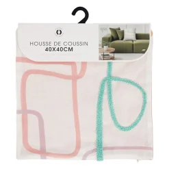 Housse de coussin 40x40 cm brodé Zig zag