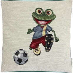 Housse de coussin 45x45 cm GRAZIE Grenouille footballeuse polycoton acrylique