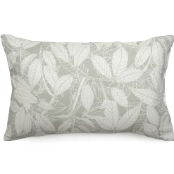 Housse de coussin 40x60 cm lin lavé imprimé végétal HELIOS gris Lichen