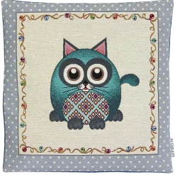 Housse de coussin 45x45 cm TASSO Chat polycoton acrylique