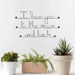 I love you to the moon and back - Sculpture fil de fer 50-60 cm - Bijoux de mur