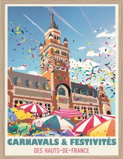 Image encadrée carnaval et festivités des Hauts-de-France cadre en bois 30x40 cm