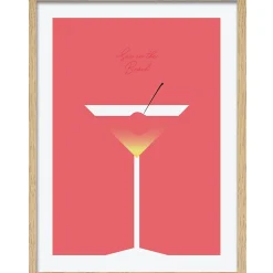 Image encadrée cocktail rouge l.33 x L.43 cm