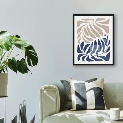 Image encadrée feuilles rose et bleu L.50 x l.40 cm