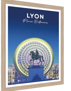 Image encadrée Lyon place Bellecour l.30 x H.40cm Dada Art
