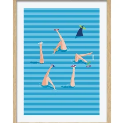 Image encadrée piscine bleu l.33 x L.43 cm
