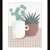 Image encadrée plantes en pot biege l.24 x H.30 Dada Art