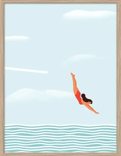 Image encadrée plongeon Dada Art l.30 x H.40 cm bleu