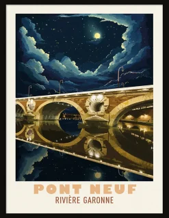 Image encadrée pont Neuf rivière Garonne l.30 x H. 40cm Dada Art