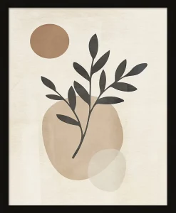 Image encadrée tige et soleil beige l.24 x H.30 cm Dada Art