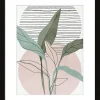 Image encadrée tiges floral rose et vert l.24 x H.30 cm Dada Art