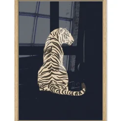 Image encadrée tigre noir et beige l.53 x H.73 cm CM creation