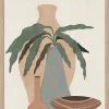 Image encadrée vase et pot ethnique beige l.30 x H.40 cm Dada Art