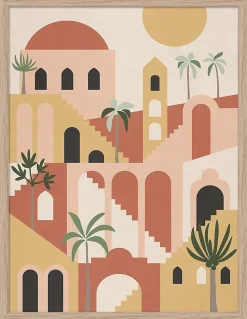 Image encadrée village oriental l.30 x H.40 cm Dada Art