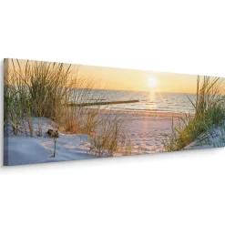 Image Panorama Coucher de Soleil Plage 145cm x 45cm - Parfait pour décorer votre salon, chambre ou bureau avec un design unique e