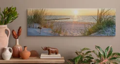 Image Panorama Coucher de Soleil Plage 145cm x 45cm - Parfait pour décorer votre salon, chambre ou bureau avec un design unique e