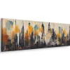Image Panorama Ville Abstraite Peinture 145cm x 45cm - Parfait pour décorer votre salon, chambre ou bureau avec un design unique