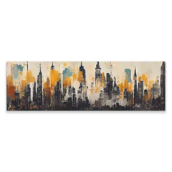 Image Panorama Ville Abstraite Peinture 145cm x 45cm - Parfait pour décorer votre salon, chambre ou bureau avec un design unique