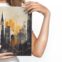 Image Panorama Ville Abstraite Peinture 145cm x 45cm - Parfait pour décorer votre salon, chambre ou bureau avec un design unique