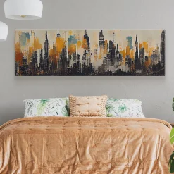 Image Panorama Ville Abstraite Peinture 145cm x 45cm - Parfait pour décorer votre salon, chambre ou bureau avec un design unique