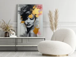 Image Sur Toile Portrait Moderne Visage 50cm x 70cm - Parfait pour décorer votre salon, chambre ou bureau avec un design unique e