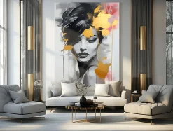 Image Sur Toile Portrait Moderne Visage 50cm x 70cm - Parfait pour décorer votre salon, chambre ou bureau avec un design unique e
