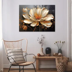 Impression sur toile abstrait fleurs moderne 100x75 cm xxl tableau décoration deco murale intissée pour salon chambre cuisine
