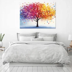 Impression sur toile abstrait arbre moderne 120x80 cm xxl tableau décoration deco murale intissée pour salon chambre cuisine
