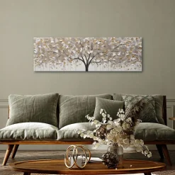 Impression sur toile abstrait arbre moderne 145x45 cm xxl tableau décoration deco murale intissée pour salon chambre cuisine