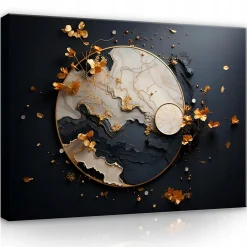 Impression sur toile abstrait marbre noir moderne 100x75 cm xxl tableau décoration deco murale intissée pour salon chambre cuisine