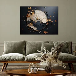 Impression sur toile abstrait marbre noir moderne 100x75 cm xxl tableau décoration deco murale intissée pour salon chambre cuisine