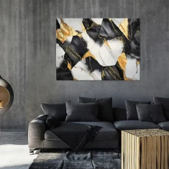 Impression sur toile abstrait marbre moderne 120x80 cm xxl tableau décoration deco murale intissée pour salon chambre cuisine