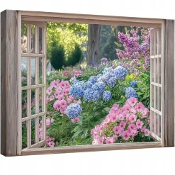 Impression sur toile fenêtre nature moderne 120x80 cm xxl tableau décoration deco murale intissée pour salon chambre cuisine