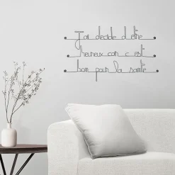J'ai décidé d'être heureux car c'est bon pour la santé - Sculpture fil de fer 60-75 cm - Bijoux de mur