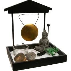 Jardin zen - bois - noir - 15x15 cm - Atmosphera