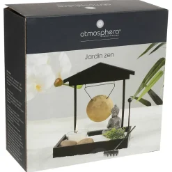 Jardin zen - bois - noir - 15x15 cm - Atmosphera